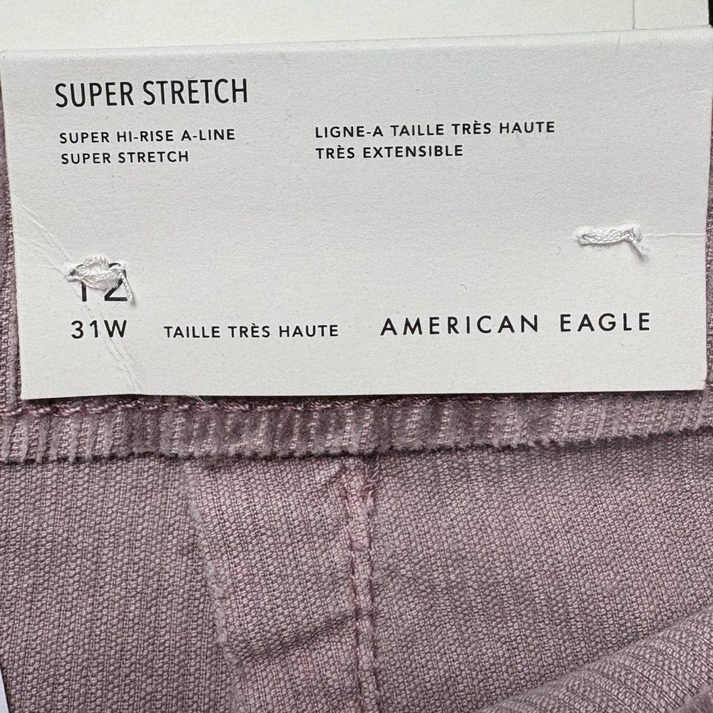 NWT American Eagle Lavender Corduroy Super Hi-Rise A-Line Mini Skirt Size 12/31 - Picture 10 of 11